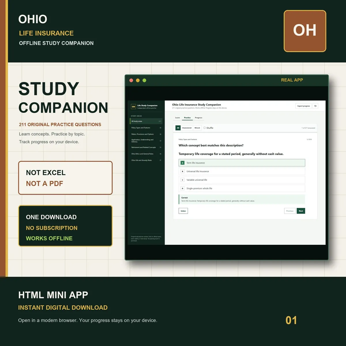 Ohio Life Insurance Study Companion cover