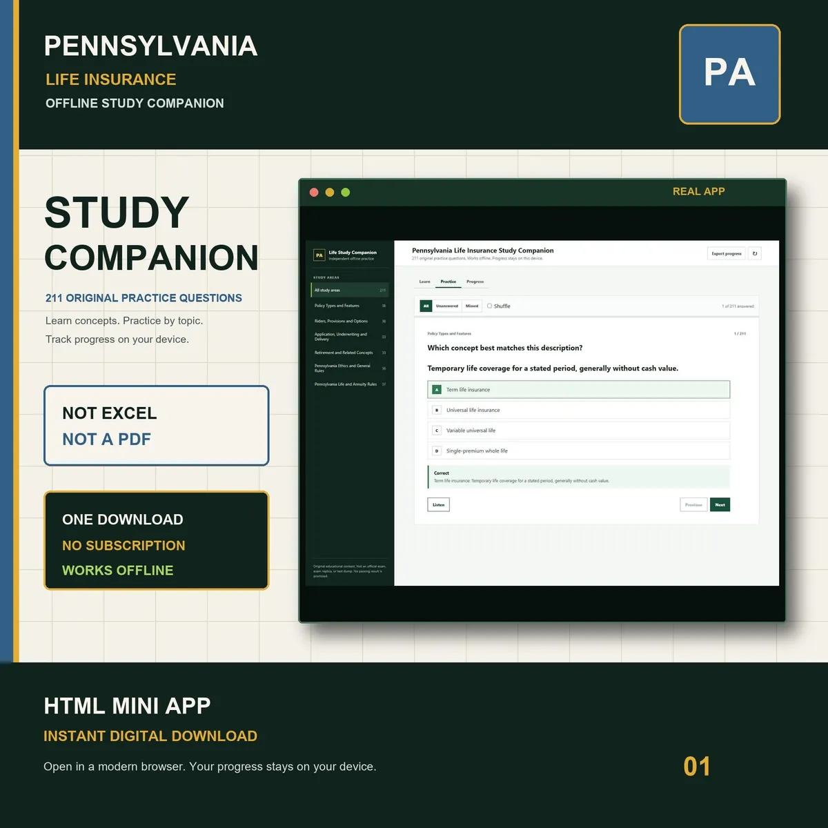 Pennsylvania Life Insurance Study Companion cover